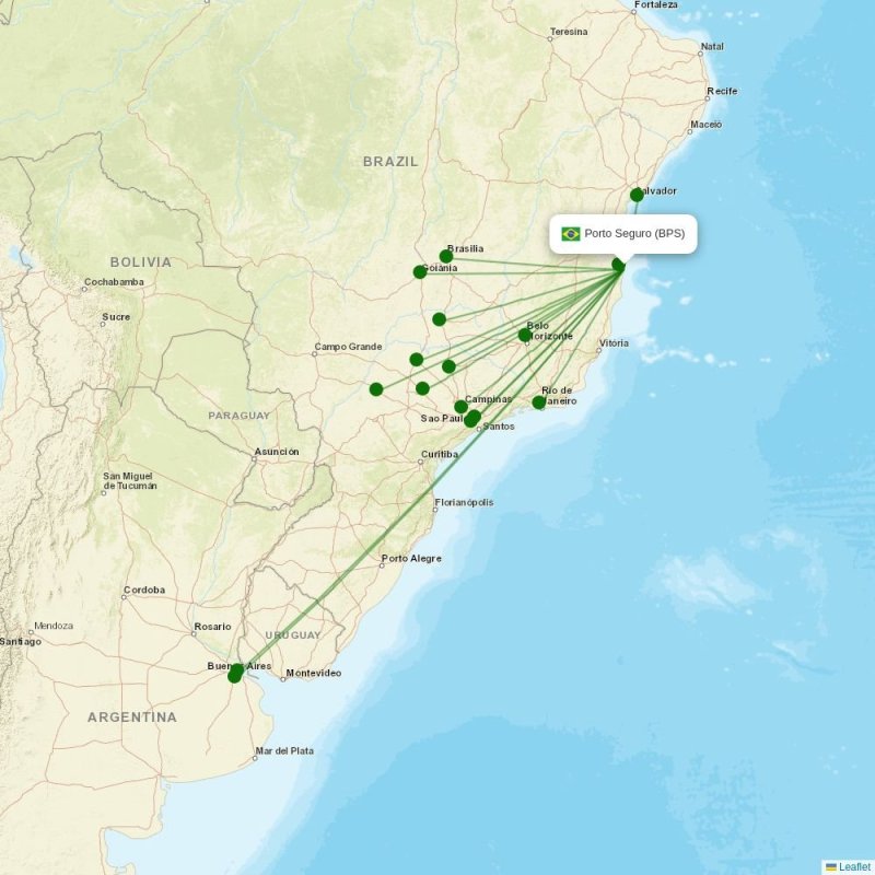 Route map over BPS airport