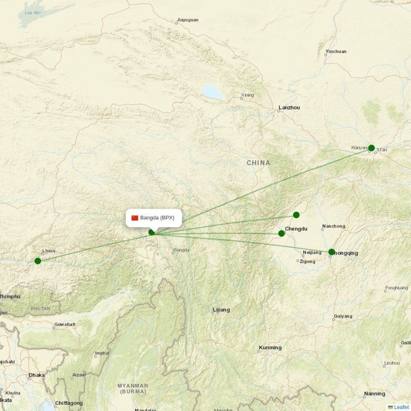 Route map over BPX airport