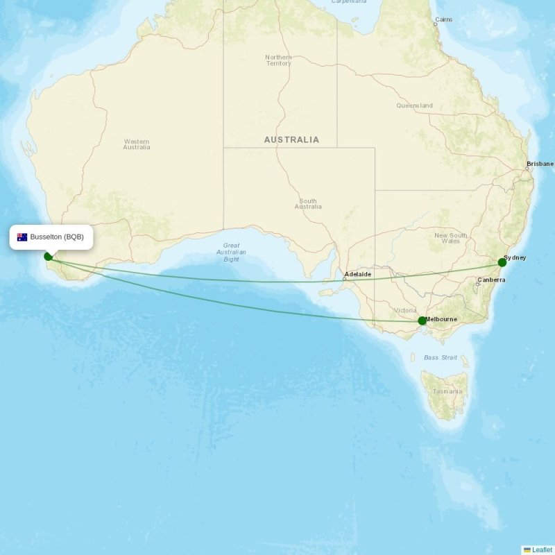 Route map over BQB airport