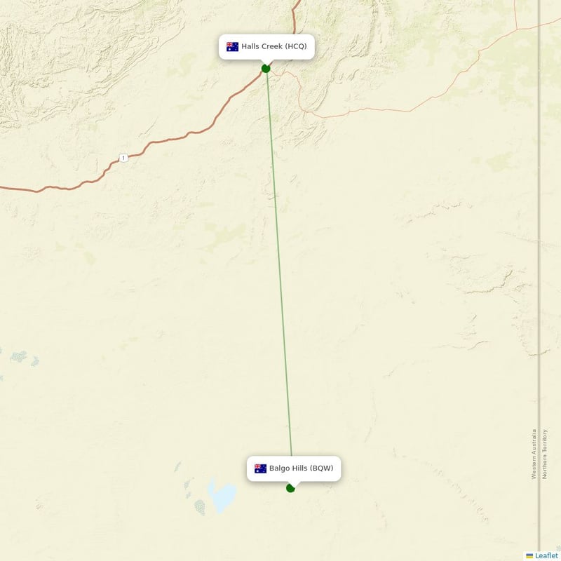 Route map over BQW airport