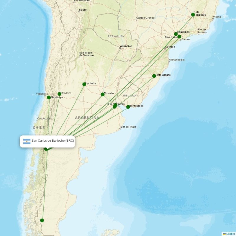 Route map over BRC airport