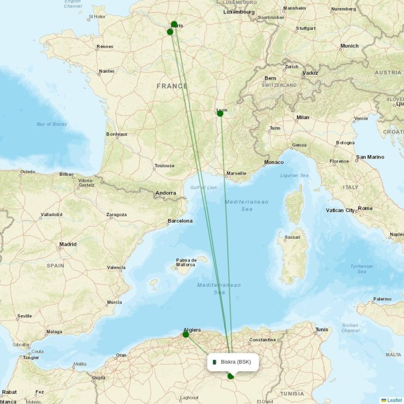 Route map over BSK airport