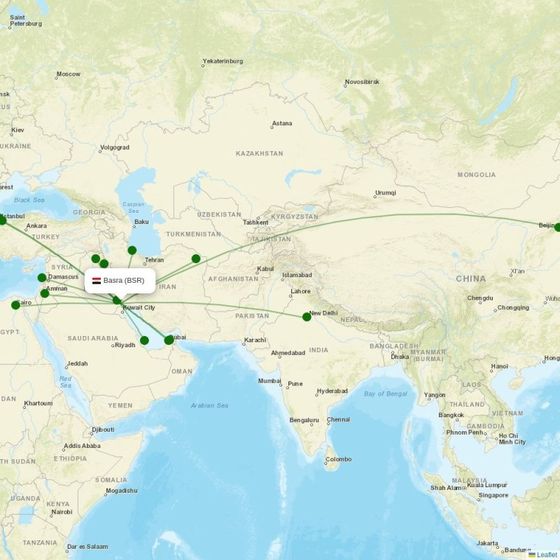 Route map over BSR airport