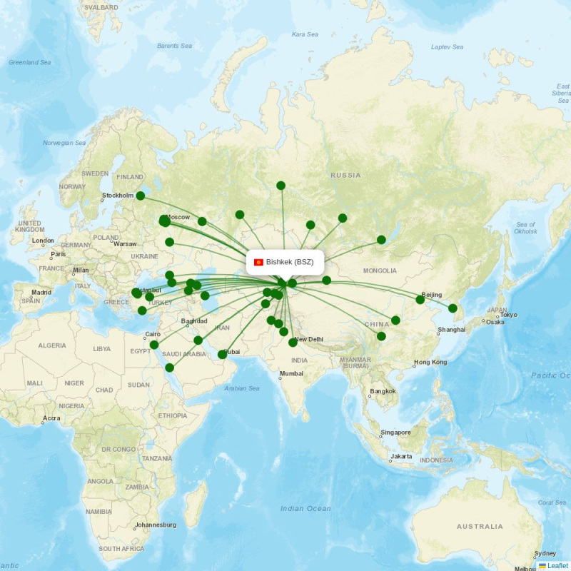 Route map over BSZ airport