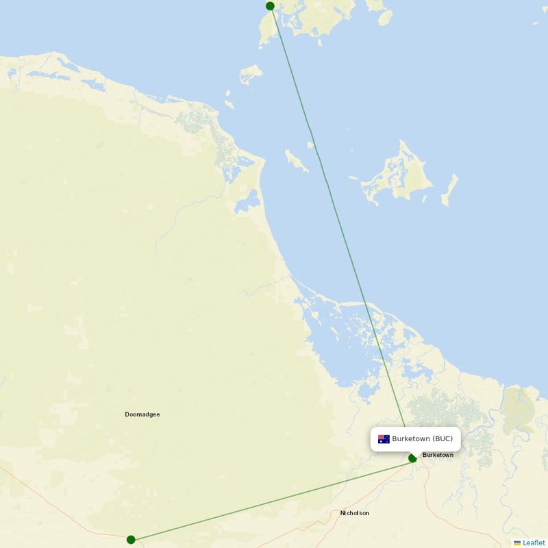 Route map over BUC airport