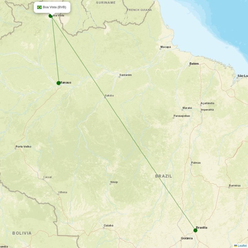 Route map over BVB airport