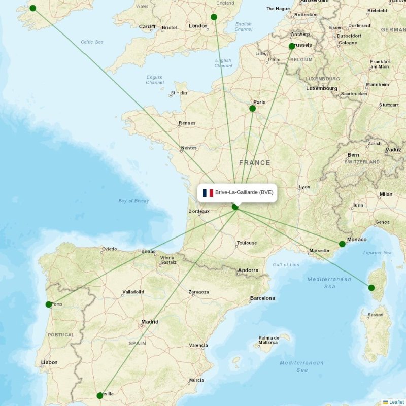 Route map over BVE airport