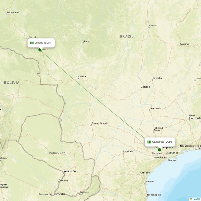Route map over BVH airport