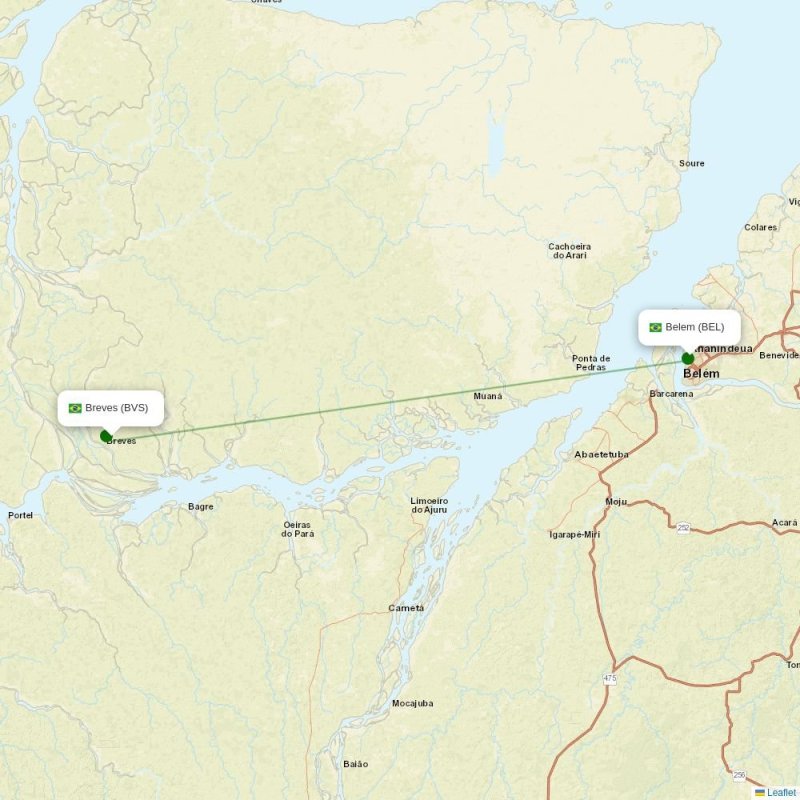 Route map over BVS airport