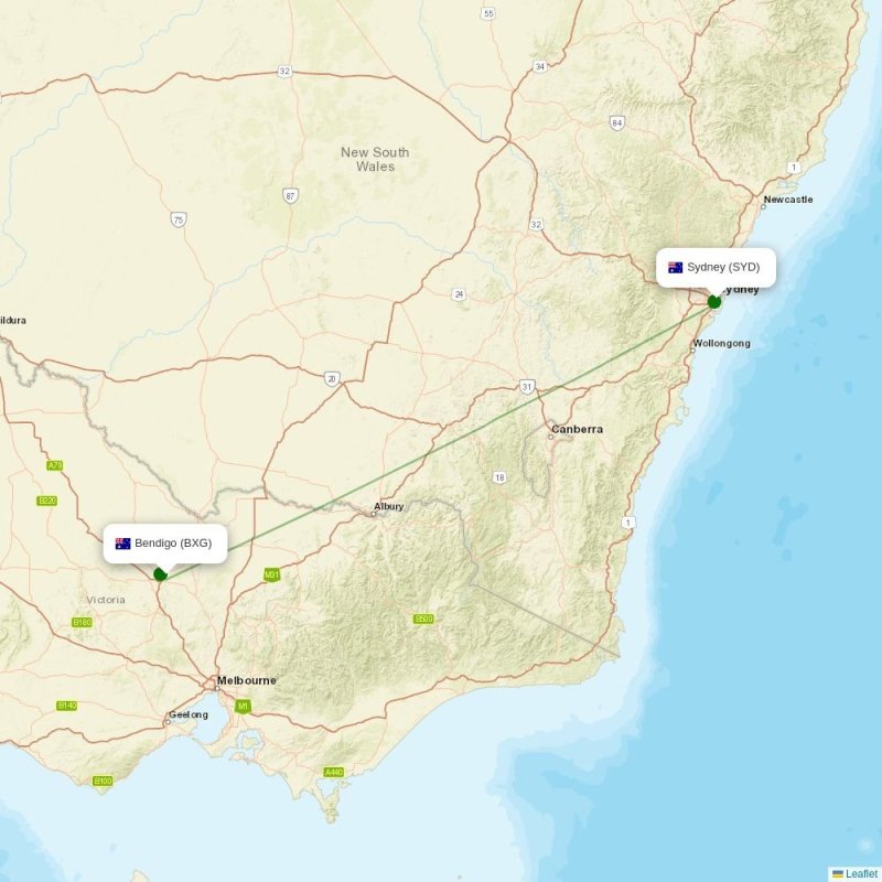 Route map over BXG airport