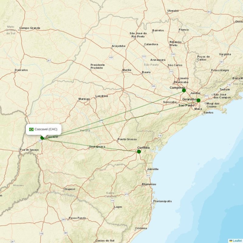 Route map over CAC airport