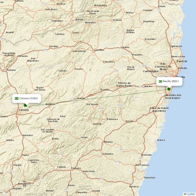 Route map over CAU airport