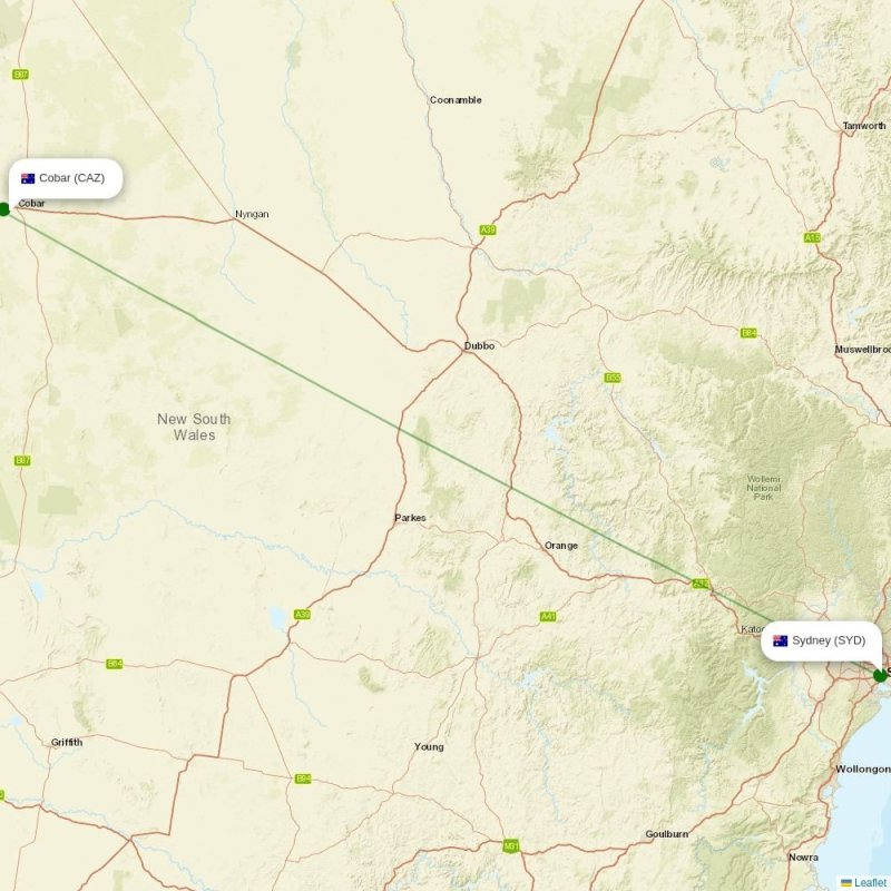 Route map over CAZ airport
