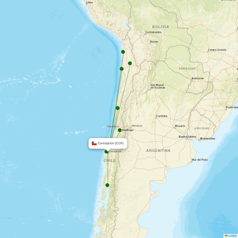 Route map over CCP airport