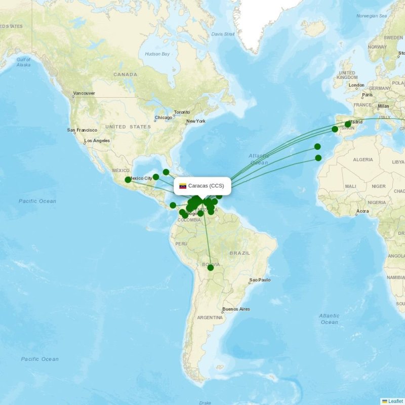 Simon Bolivar International destination map