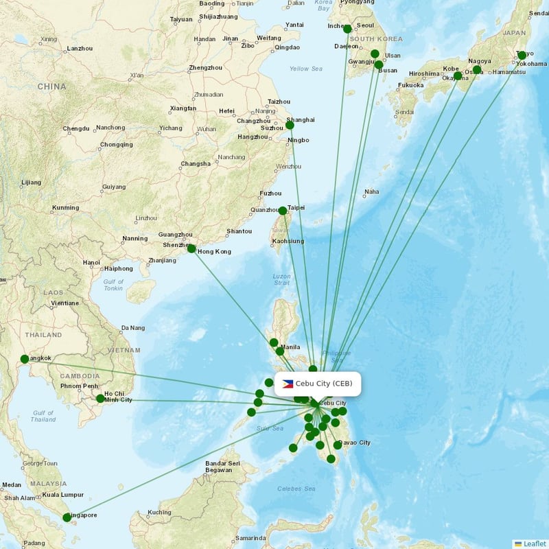 Route map over CEB airport