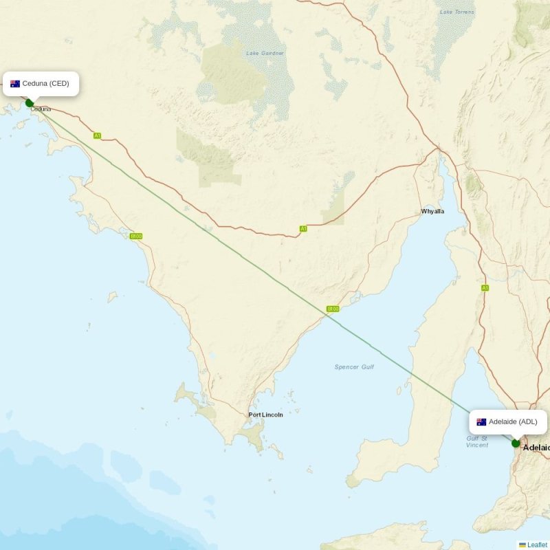 Route map over CED airport