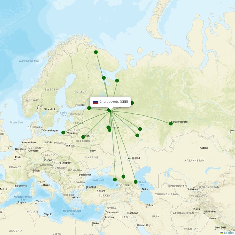 Route map over CEE airport