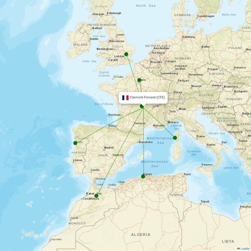 Route map over CFE airport