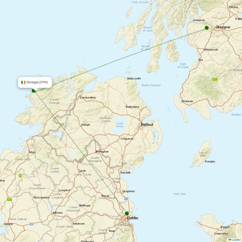 Route map over CFN airport