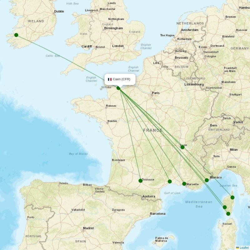 Route map over CFR airport