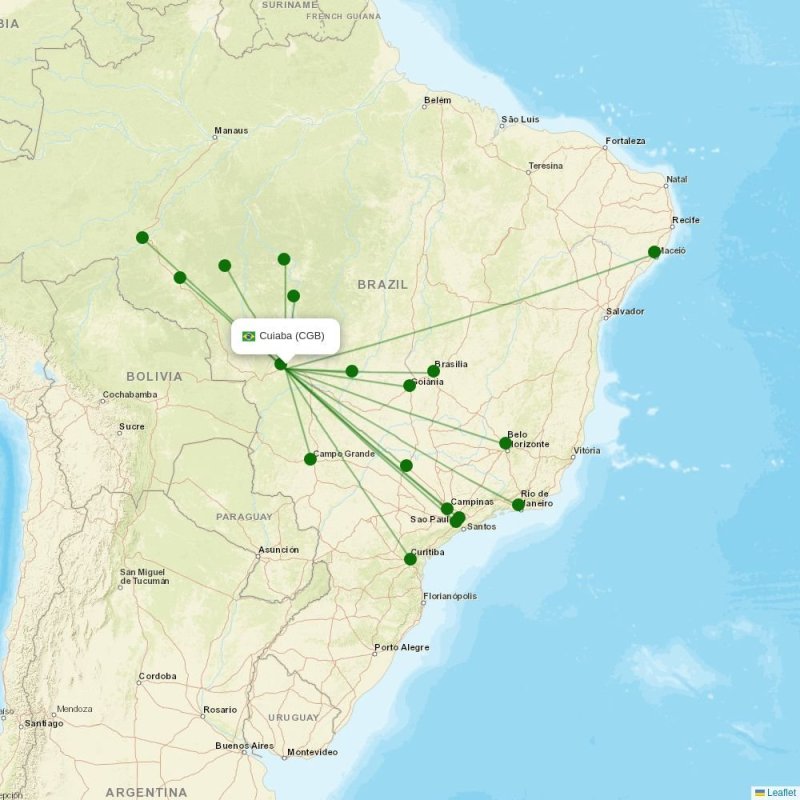 Route map over CGB airport