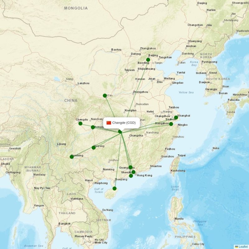 Route map over CGD airport