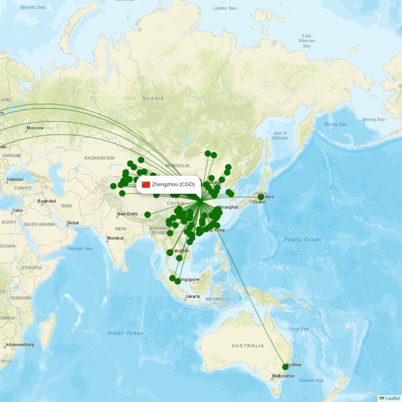 Route map over CGO airport