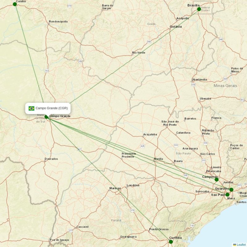 Route map over CGR airport