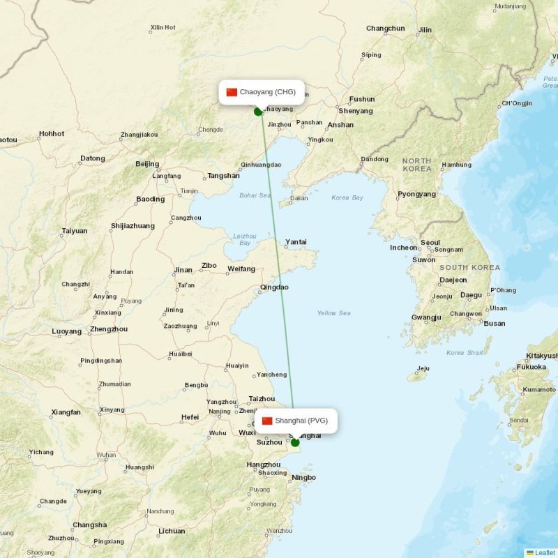 Route map over CHG airport