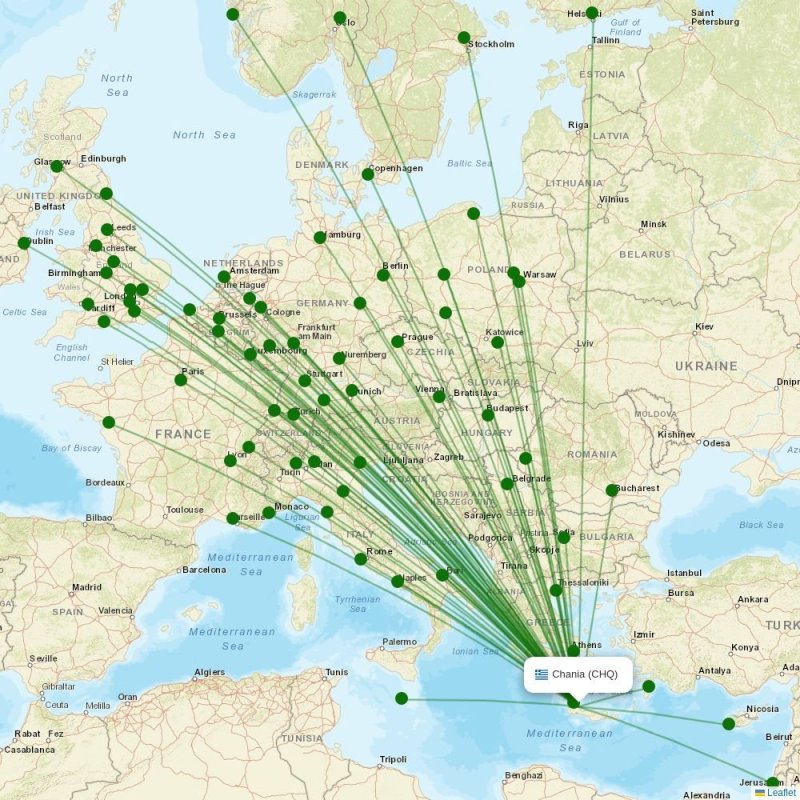 Route map over CHQ airport