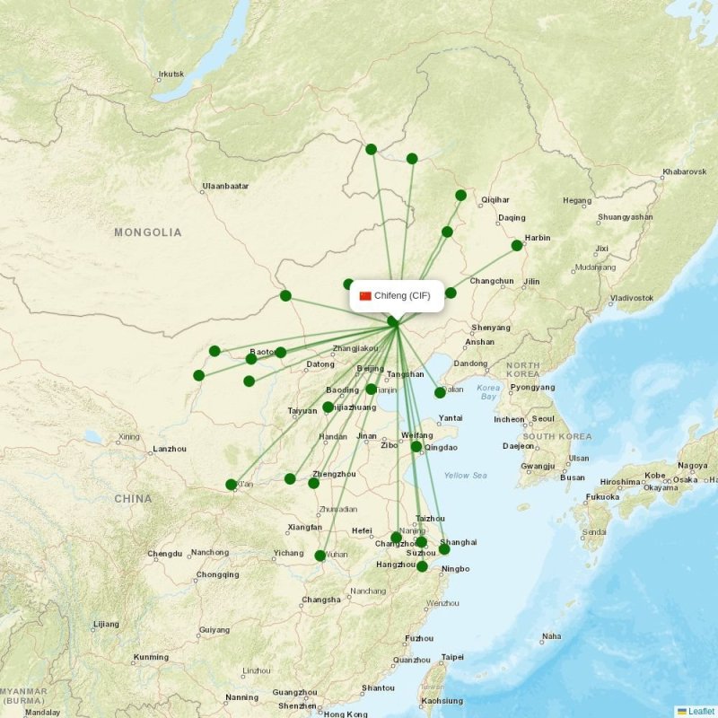 Route map over CIF airport