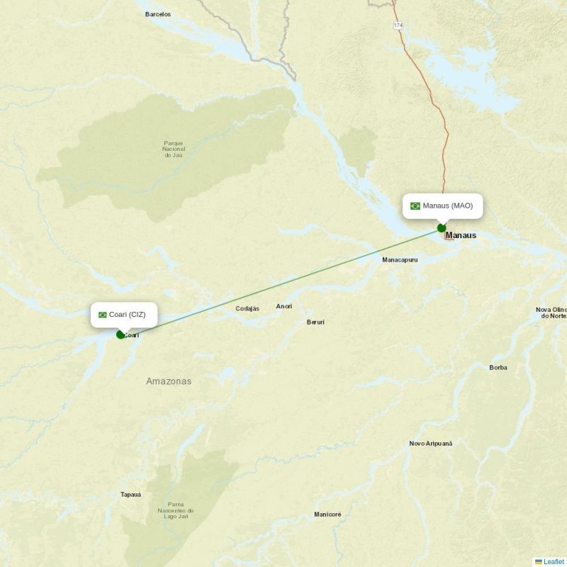 Route map over CIZ airport