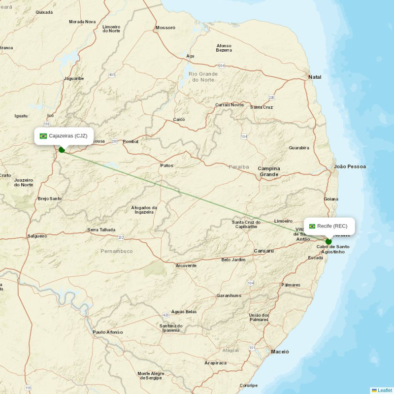 Route map over CJZ airport