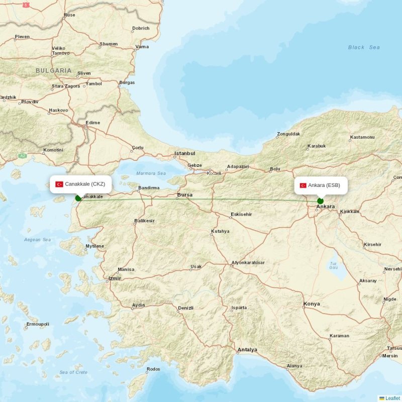 Route map over CKZ airport