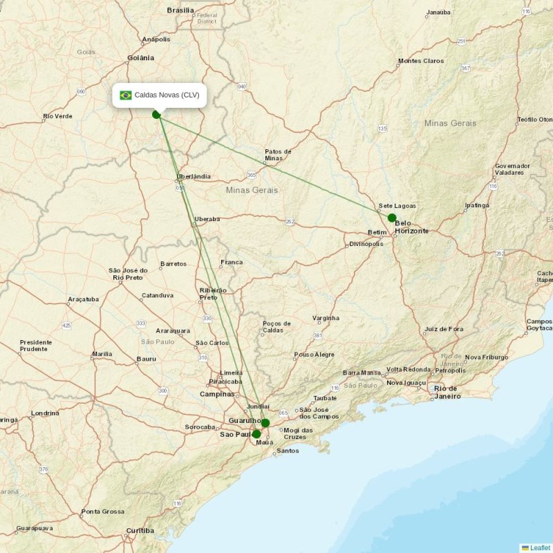 Route map over CLV airport