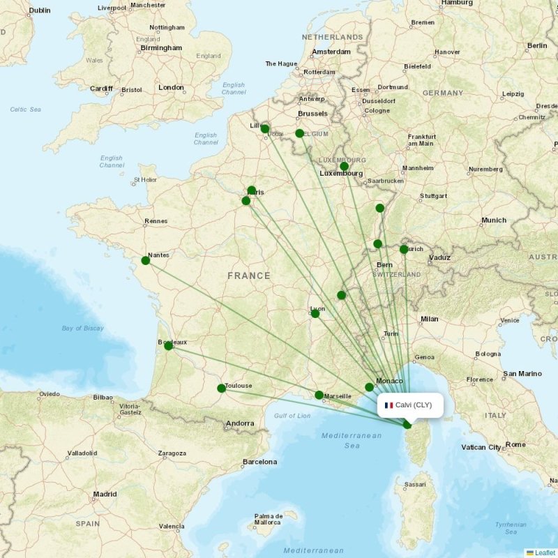 Route map over CLY airport
