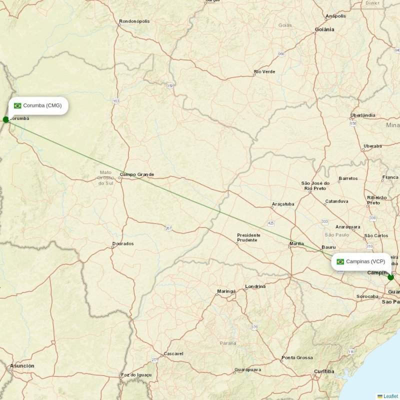 Route map over CMG airport