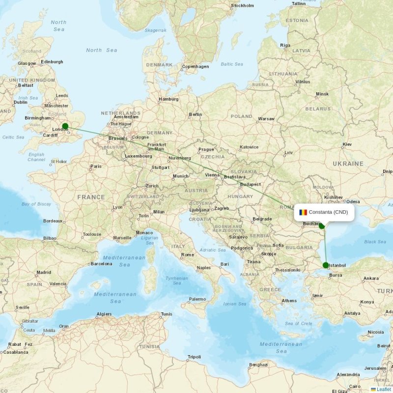 Route map over CND airport