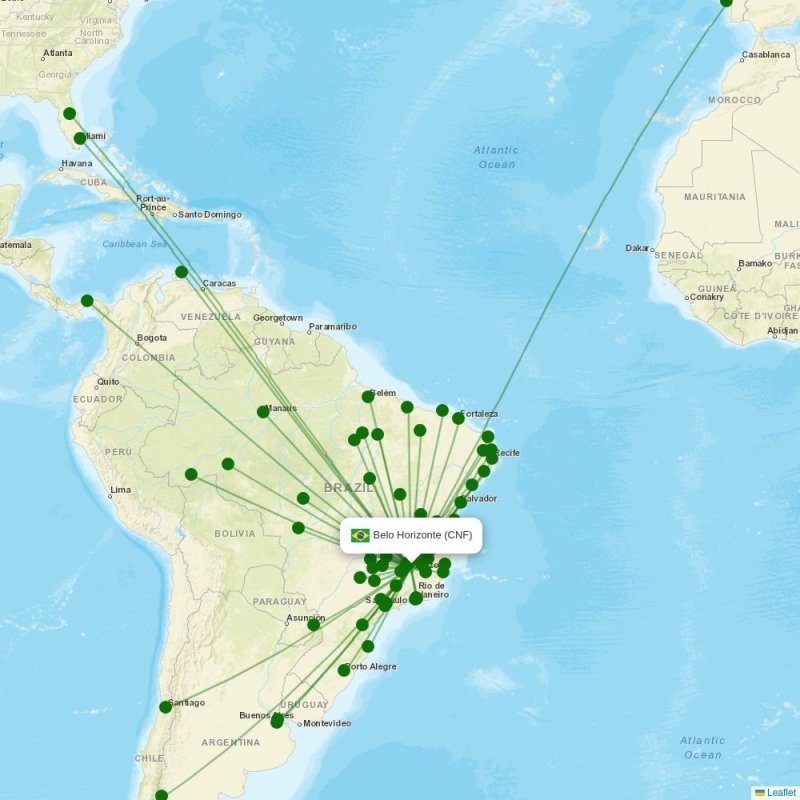 Route map over CNF airport