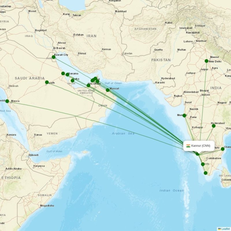Route map over CNN airport