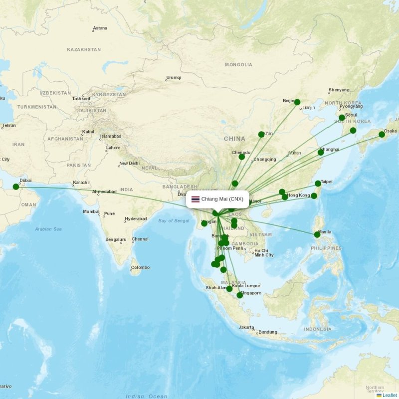 Route map over CNX airport