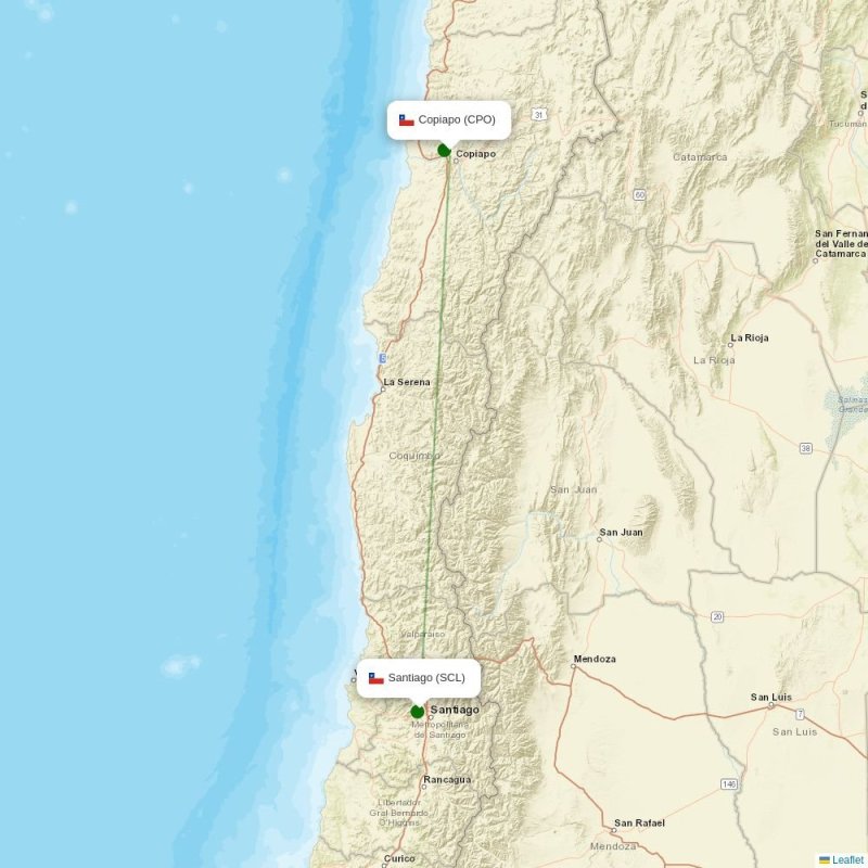 Route map over CPO airport