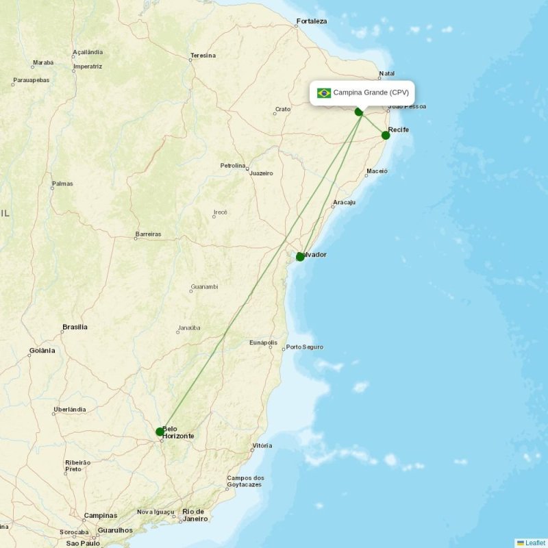 Route map over CPV airport