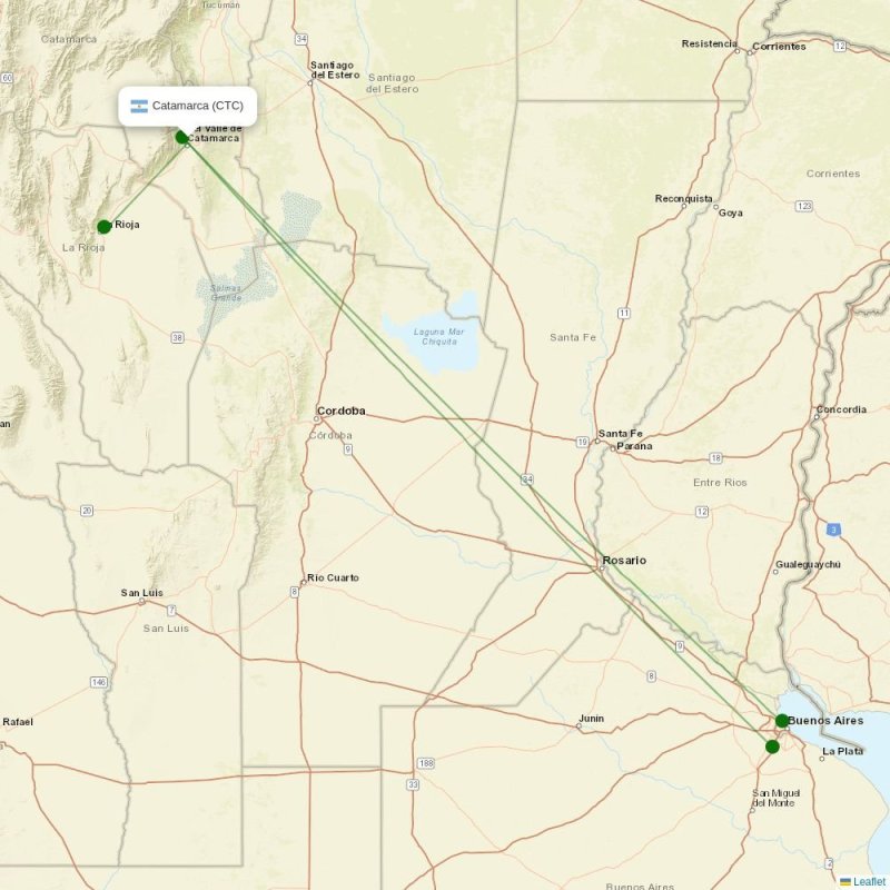 Route map over CTC airport