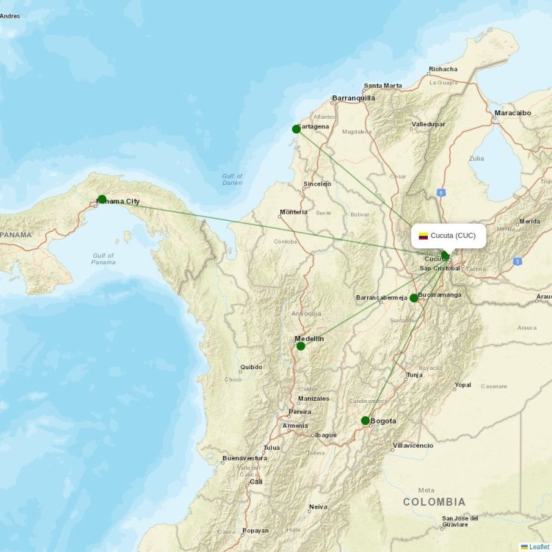 Route map over CUC airport