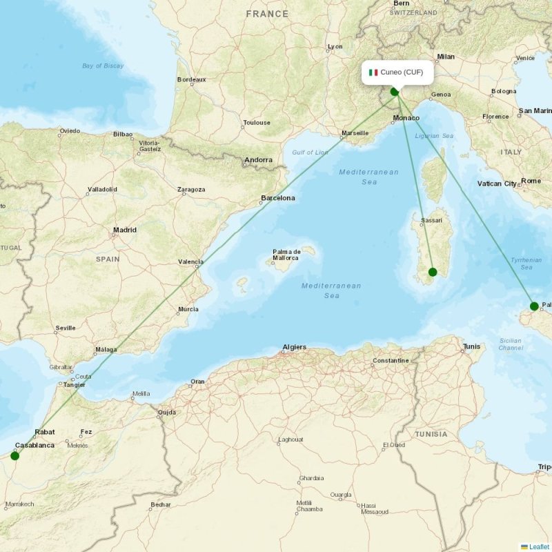 Route map over CUF airport