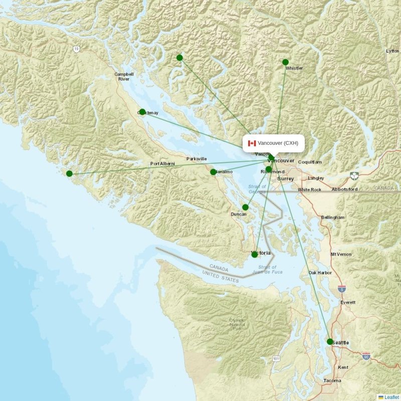 Route map over CXH airport