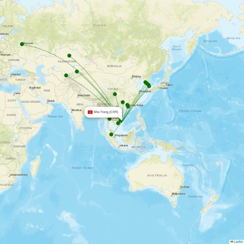 Route map over CXR airport