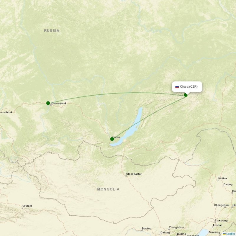 Route map over CZR airport